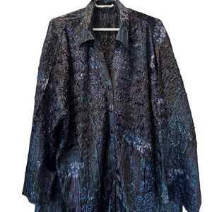NEW Pennington plus size peacock feather print blouse.